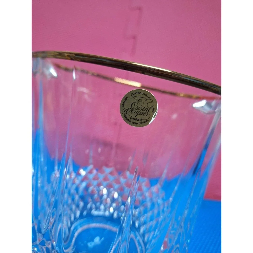 Cristal D'Arques Crystal Ice Bucket With Gold Rim France Vintage Discontinued